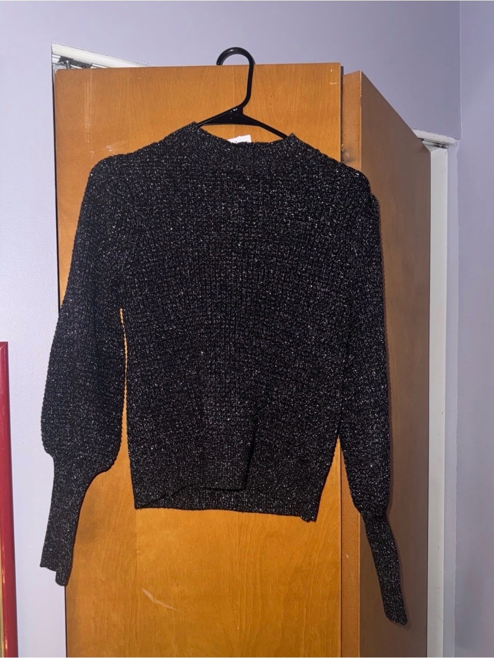 Nordstrom Black Metallic Sparkle Turtleneck Sweater